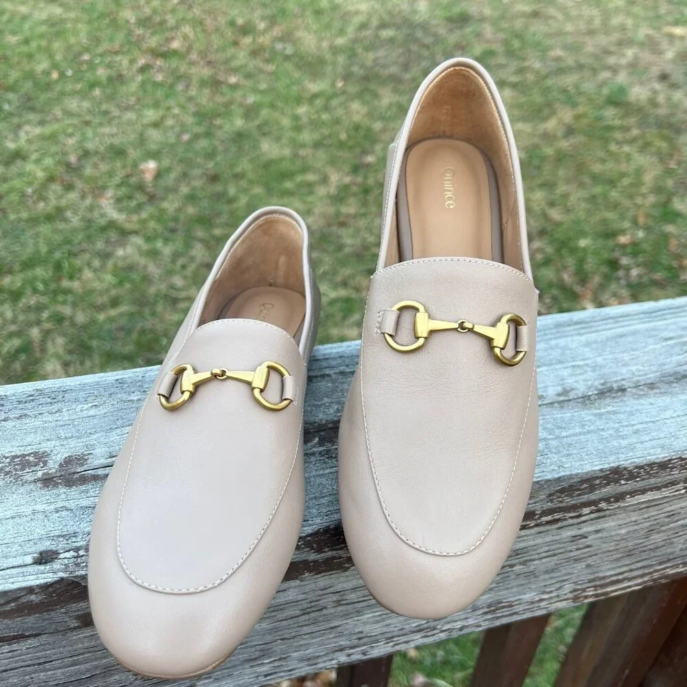 Quince Italian Leather Horsebit Tan Loafer size 8 New without box - Picture 1 of 8